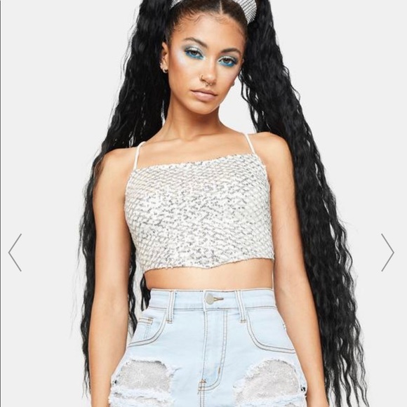 Dolls Kill: Bear Dance - Sparkle and Shine Sequin Top - Picture 2 of 8